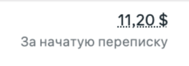 Фрагмент итоговой строки Ads Manager: 11,20 USD за начало переписки